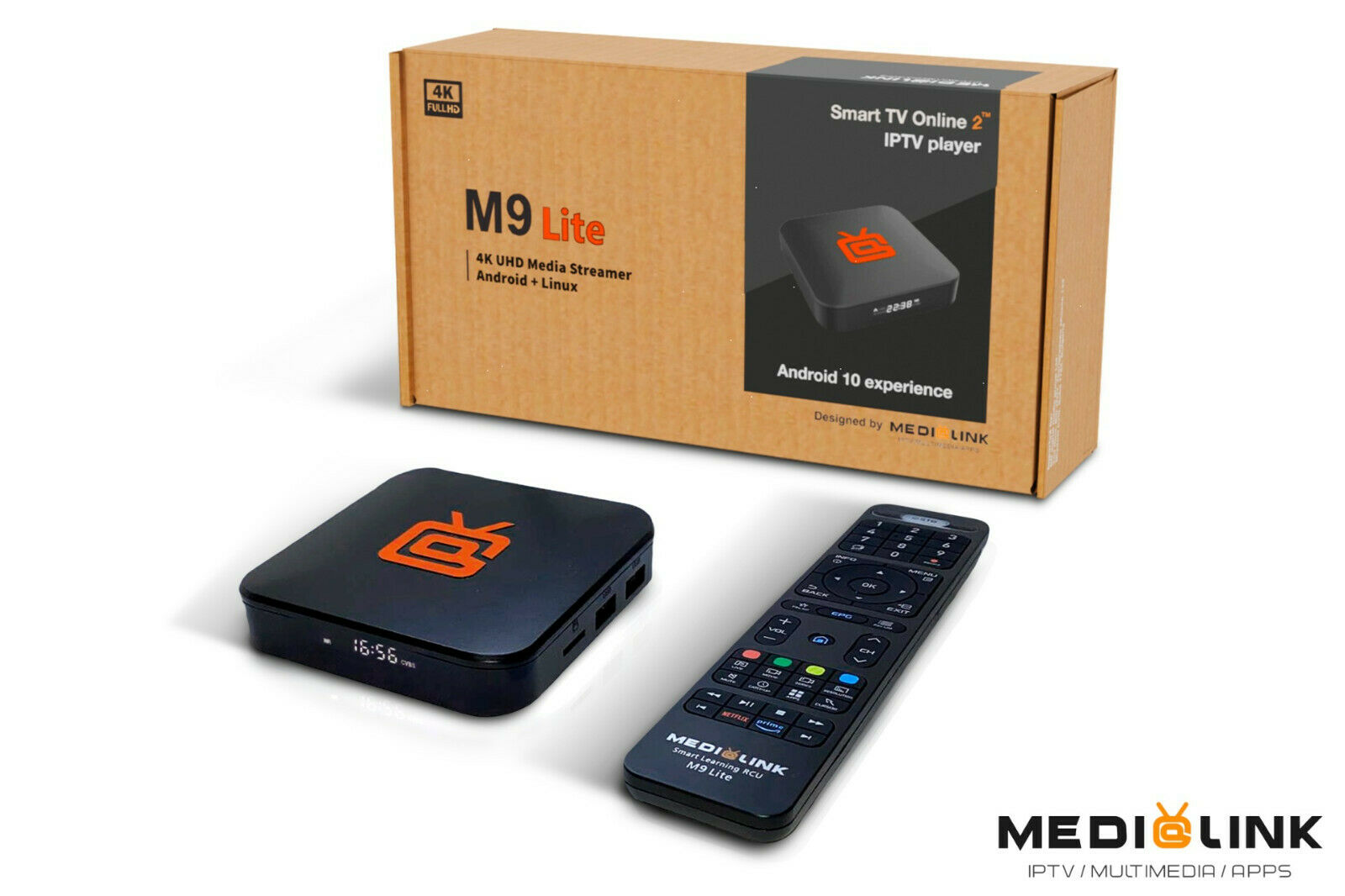 Medialink M9 Lite 4K UHD IP-Receiver (Android 10.0 + Linux, H.265, 60fps, HDMI, USB, LAN, MicroSD)