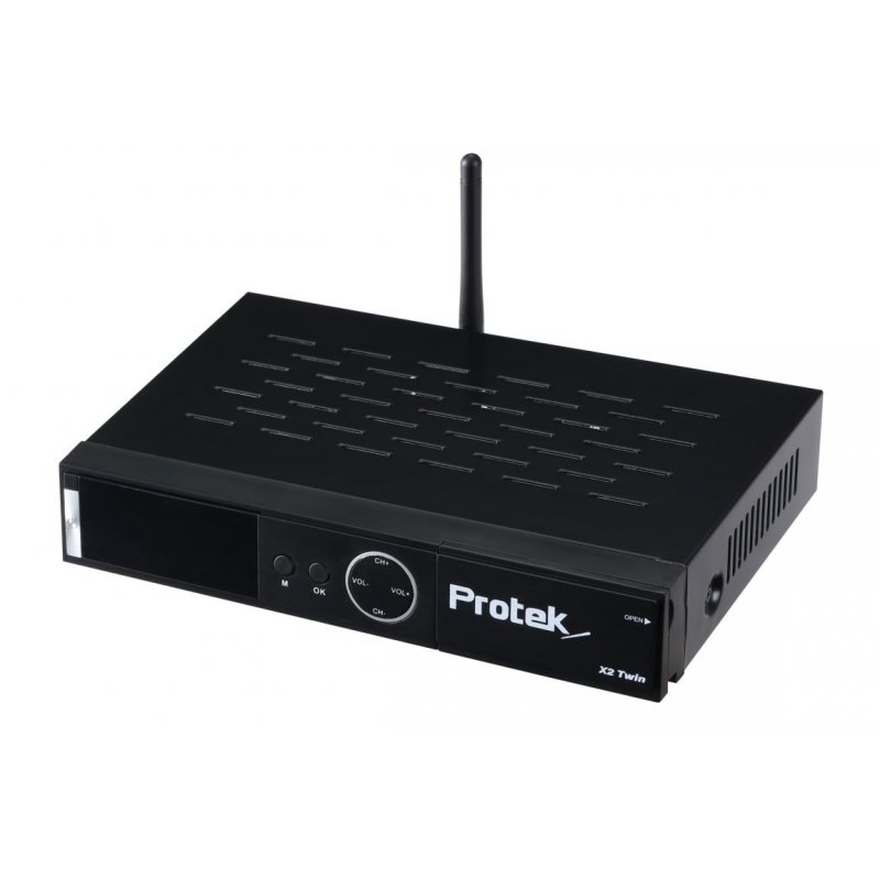 Protek X2 Twin 4K UHD 2160p H.265 HEVC E2 Linux 2.4 GHz WiFi 2x DVB-S2 Sat Receiver Schwarz