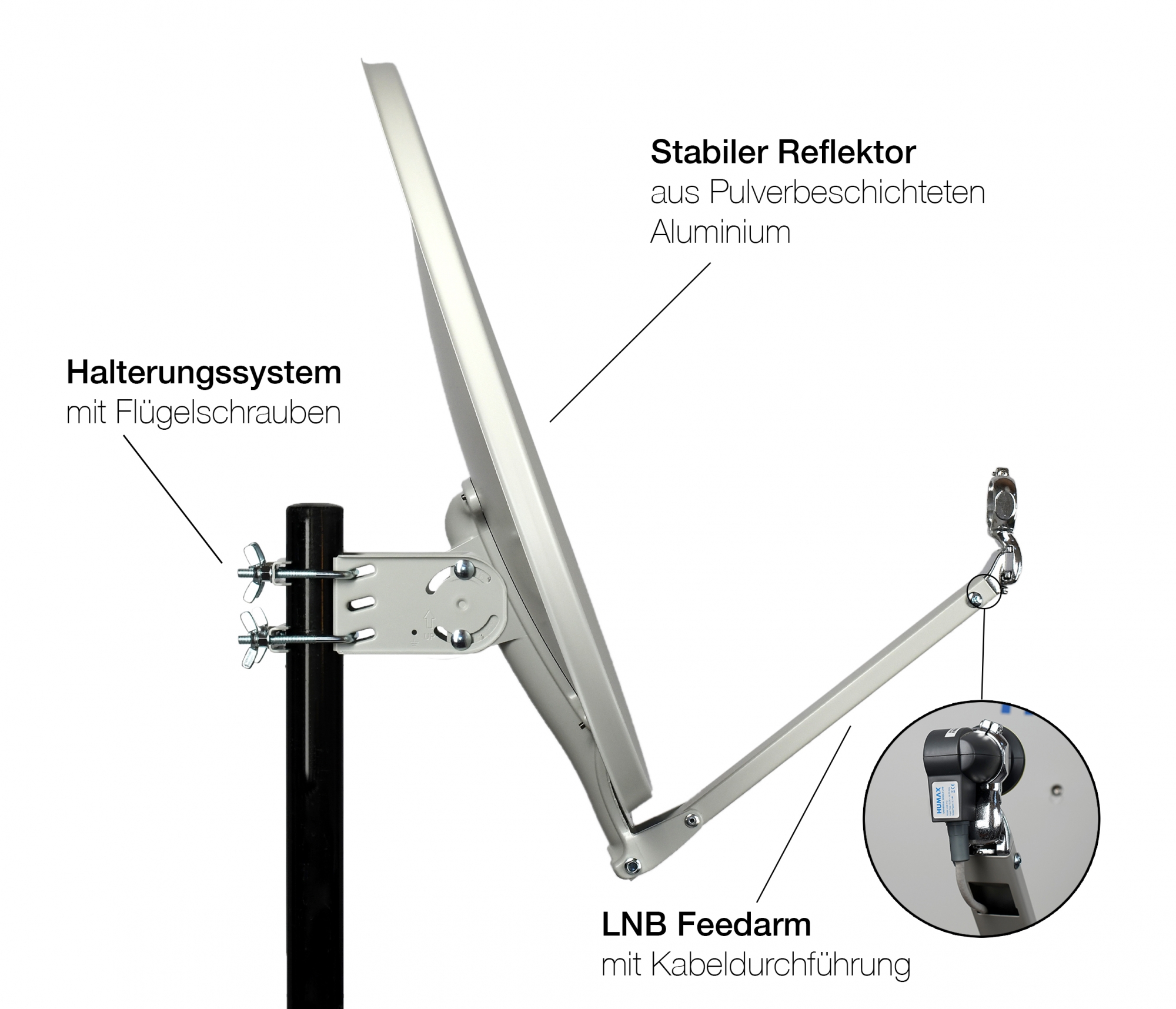 Humax Professional 90 cm Alu Satellitenspiegel hellgrau Humax Professional 90 cm Alu Satellitenspiegel hellgrau