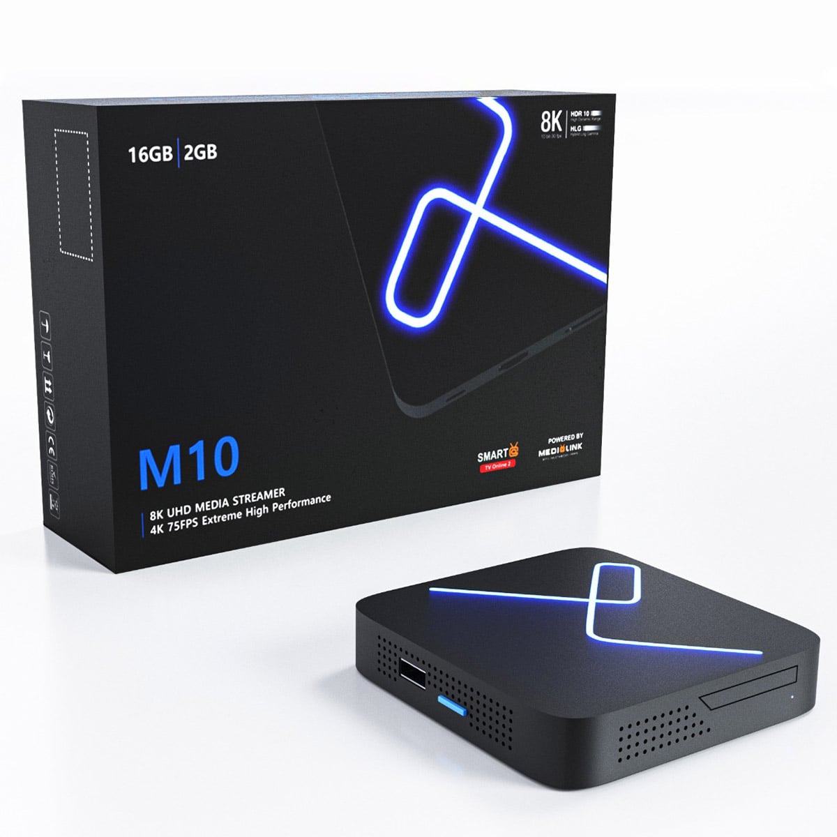 Medialink M10 8K/4K UHD Android 9.0 IP-Receiver (Dual-WiFi, Bluetooth, LAN, USB 3.0, HDMI, Schwarz)