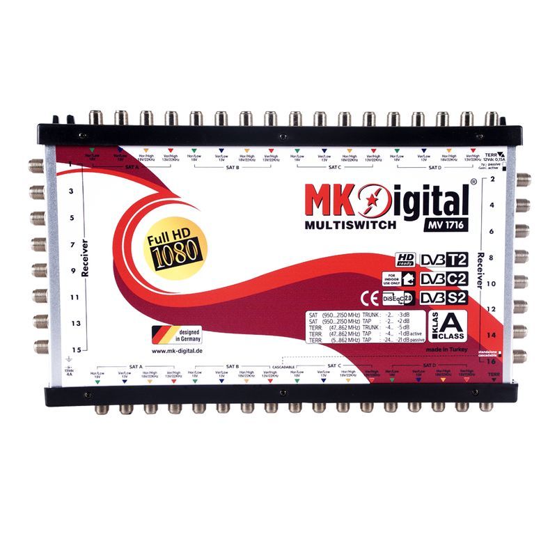 MK Digital MV 1716 Multischalter, Multiswitch SAT Verteiler 17 auf 16 kaskadierbar
