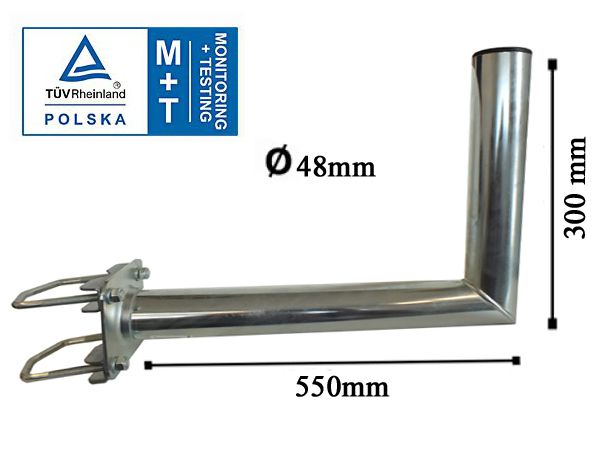 Wandhalter mit Zahnschelle Ø48mm 550 mm lang TÜV Zertifiziert