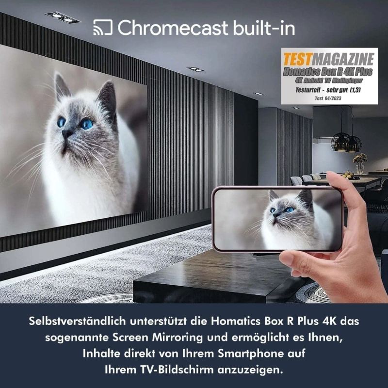 Homatics Box R 4K Plus Android TV Box - Smart TV Streaming Receiver, Dolby Atmos, Google Zertifiziert, Netflix 4K, Prime Video 4K, Disney+ 4K, Gigabit, WiFi 6, Bluetooth 5.0, 4GB RAM & 32GB Flash Speicher