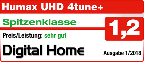 HUMAX Digital UHD 4tune+ Quad Tuner (6 Mon. HD Plus, PVR Ready, WLAN, Bluetooth, CI+, IP Server, UPn