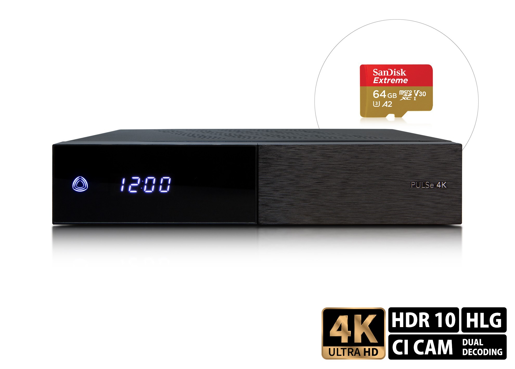 AB-Com Pulse 4K 1xDVB-S2X + 1x Tuner DVB-T2/C + 64GB microSD cardUHD Sat Receiver 