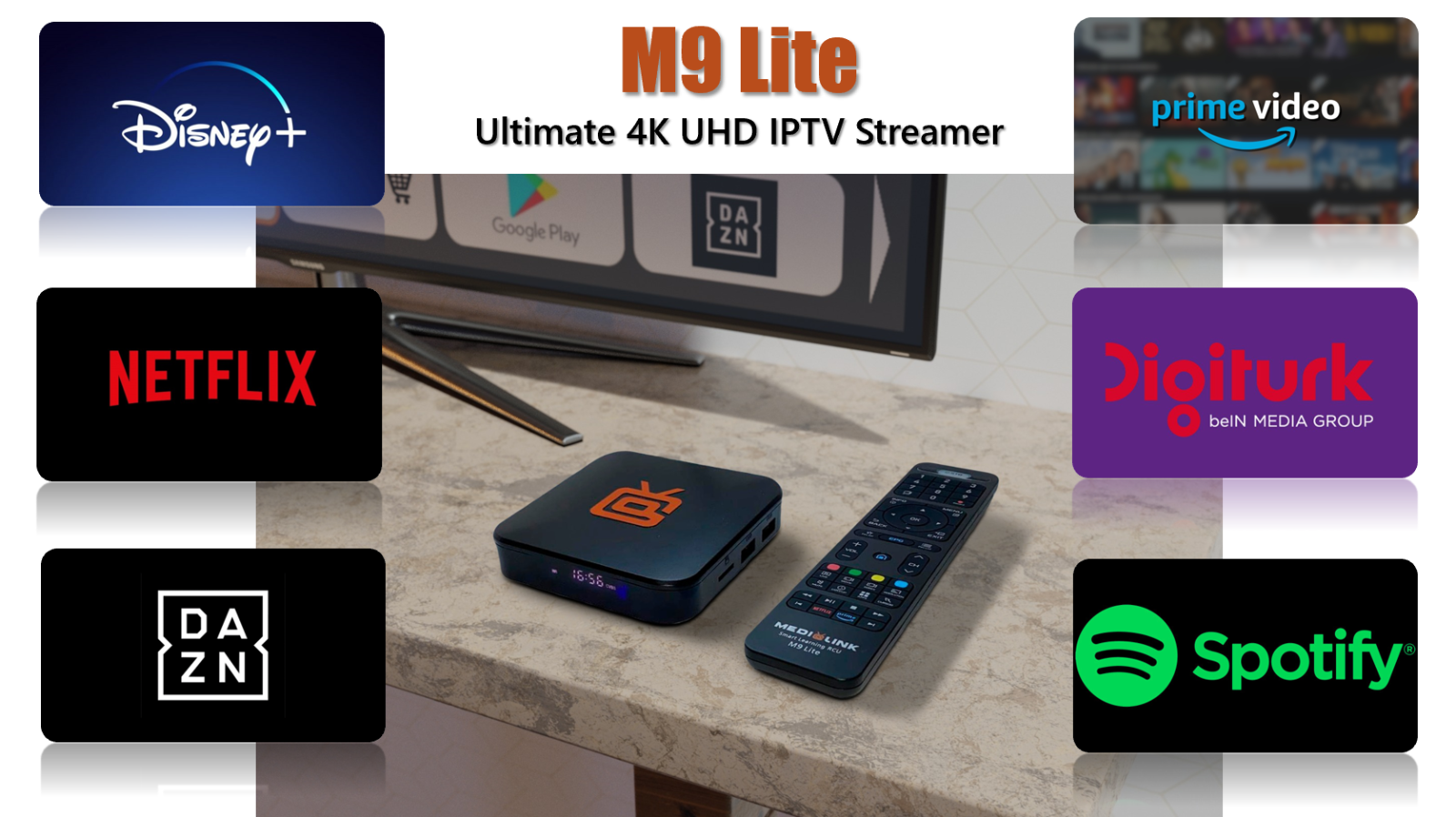 Medialink M9 Lite 4K UHD IP-Receiver (Android 10.0 + Linux, H.265, 60fps, HDMI, USB, LAN, MicroSD)