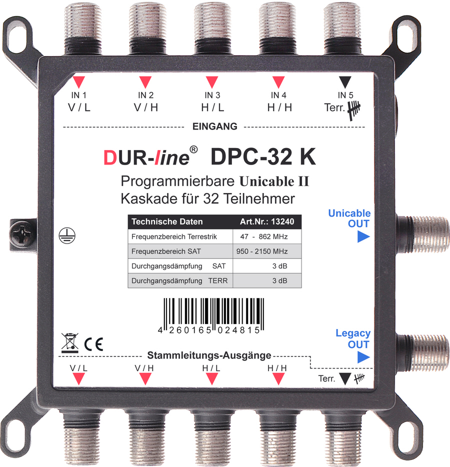 DUR-line DPC-32 K programmierbarer Einkabel/Unicable I + II Schalter
