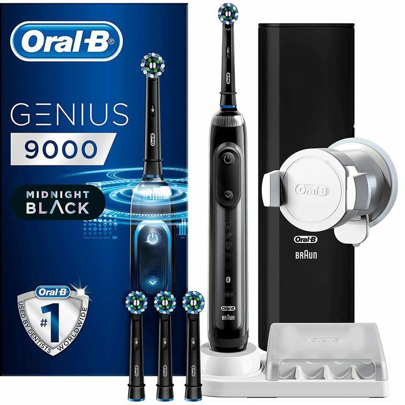 Oral-B GENIUS 9000 Midnight Black - elektrische Zahnbürste mit Bluetooth + Reiseetui
