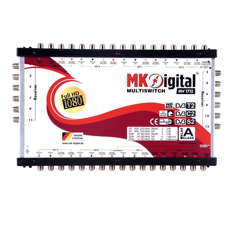 MK Digital MV 1712 Multischalter, Multiswitch SAT Verteiler 17 auf 12 kaskadierbar
