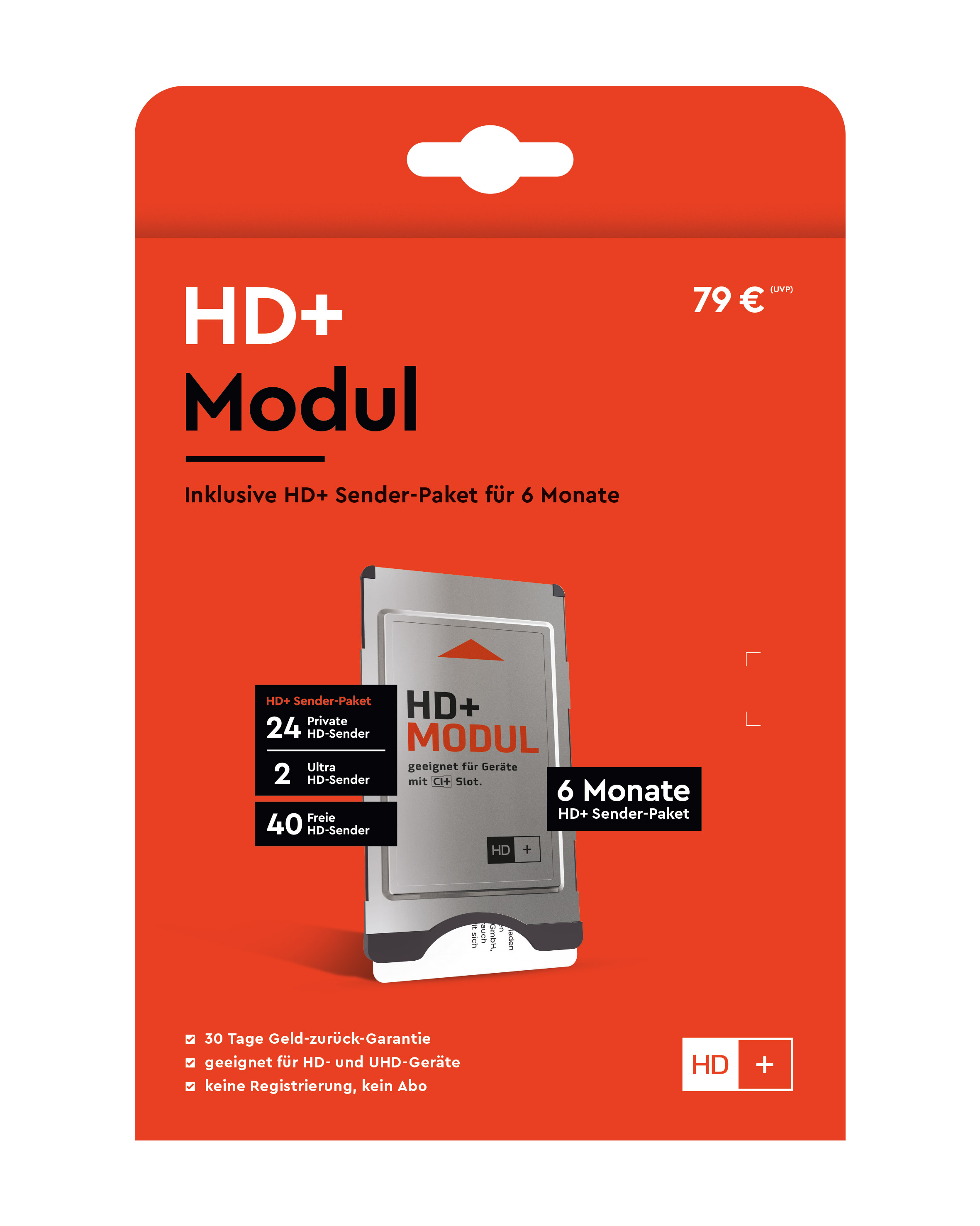 HD PLUS CI+ Modul für 6 Monate (inkl. HD+ Karte, geeignet für HD und UHD, für Satellitenempfang)