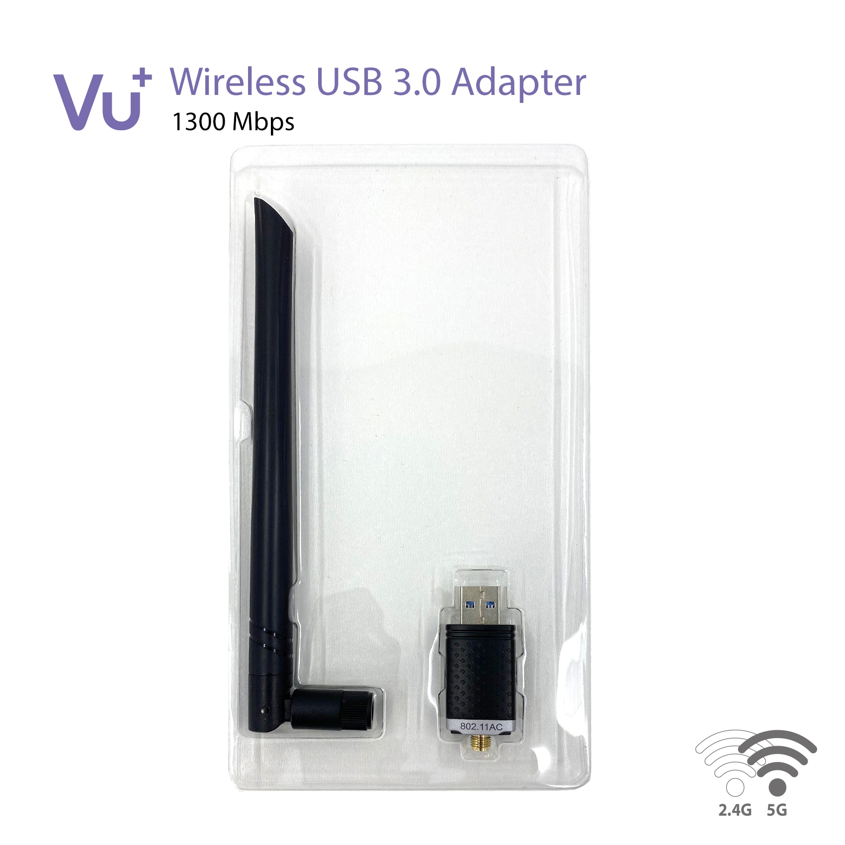 VU+ Dual Band Wireless USB 3.0 Adapter 1300 Mbps inkl. 6 dBi Antenne