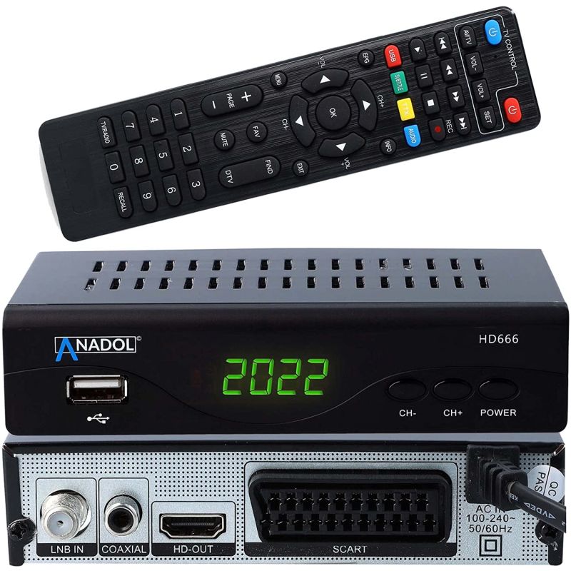 Anadol HD666 Full HD digitaler Sat-Receiver (DVB-S2, 1080p, PVR, HDMI, SCART, USB 2.0, schwarz