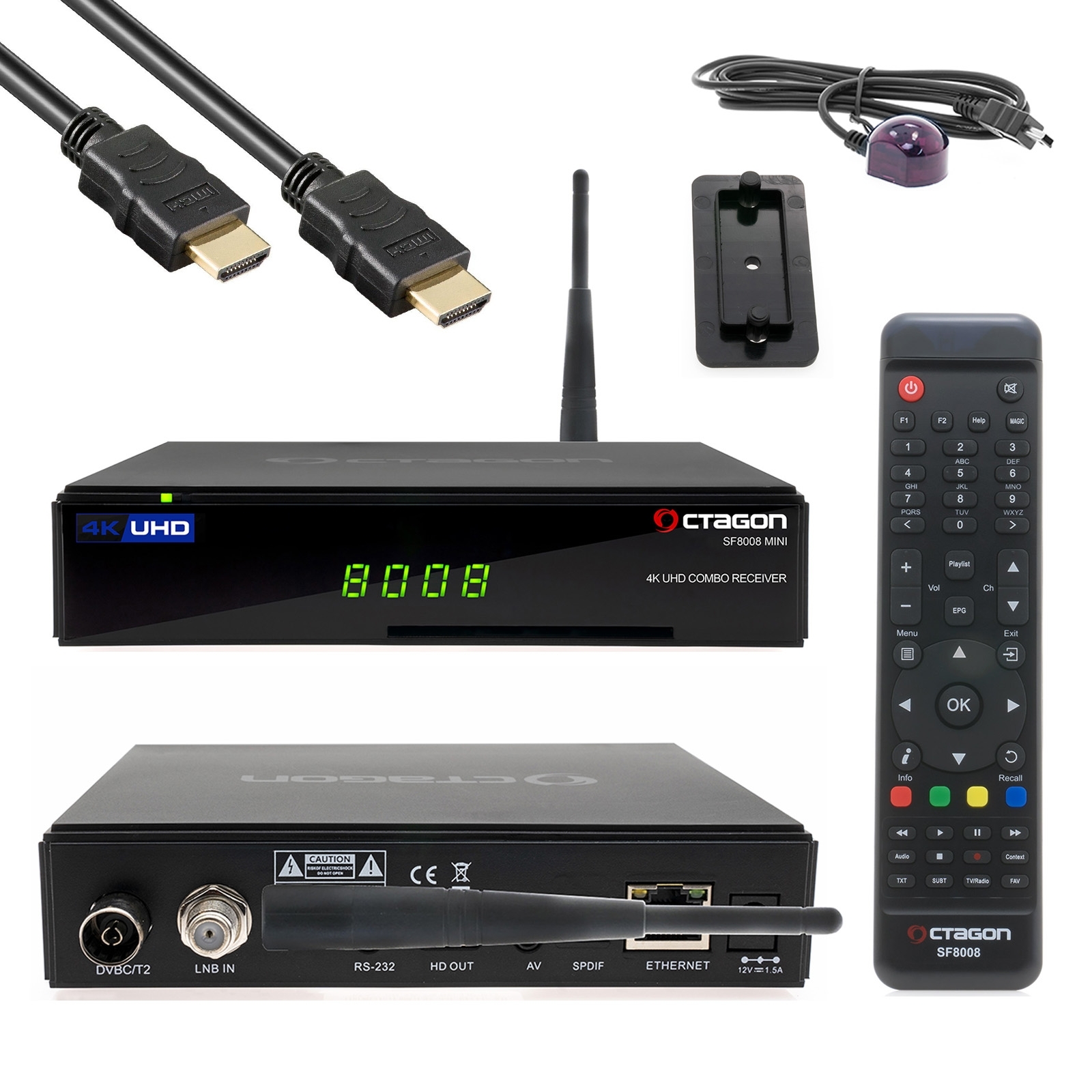 OCTAGON SF8008 MINI 4K ULTRA HD E2 2160P H.265 E2 Linux Wifi 1XDVB-S2X, 1XDVB-C/T2 Comb Receiver