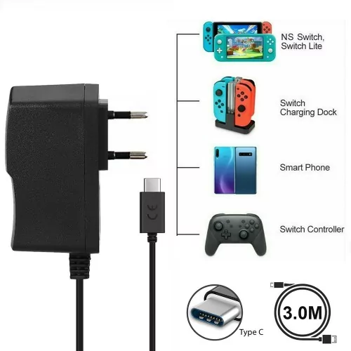 Nintendo Switch  Lite Ladegerät USB-C Netzteil Ladekabel 3m