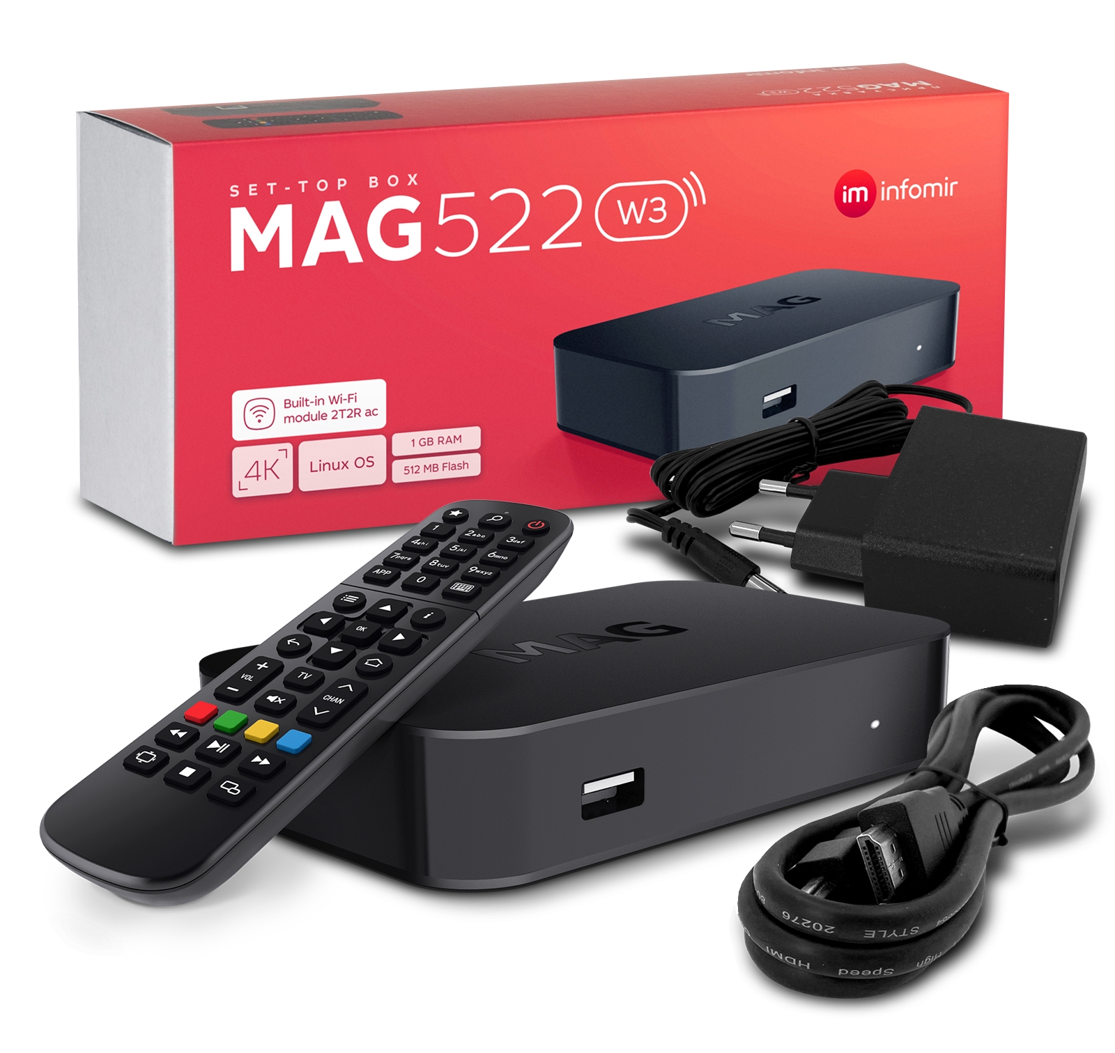 MAG 522w3 IP TV Internet Streamer HEVC H.265 WIFI 4K UHD 60FPS Linux USB LAN HDMI