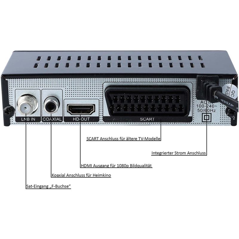 Anadol HD666 Full HD digitaler Sat-Receiver (DVB-S2, 1080p, PVR, HDMI, SCART, USB 2.0, schwarz