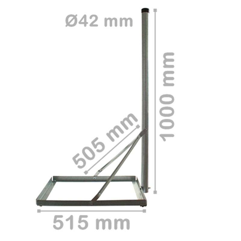 Balkonständer Flachdachständer Stahl Feuerverzinkt100cm Ø 42mm für Platte 50x50cm