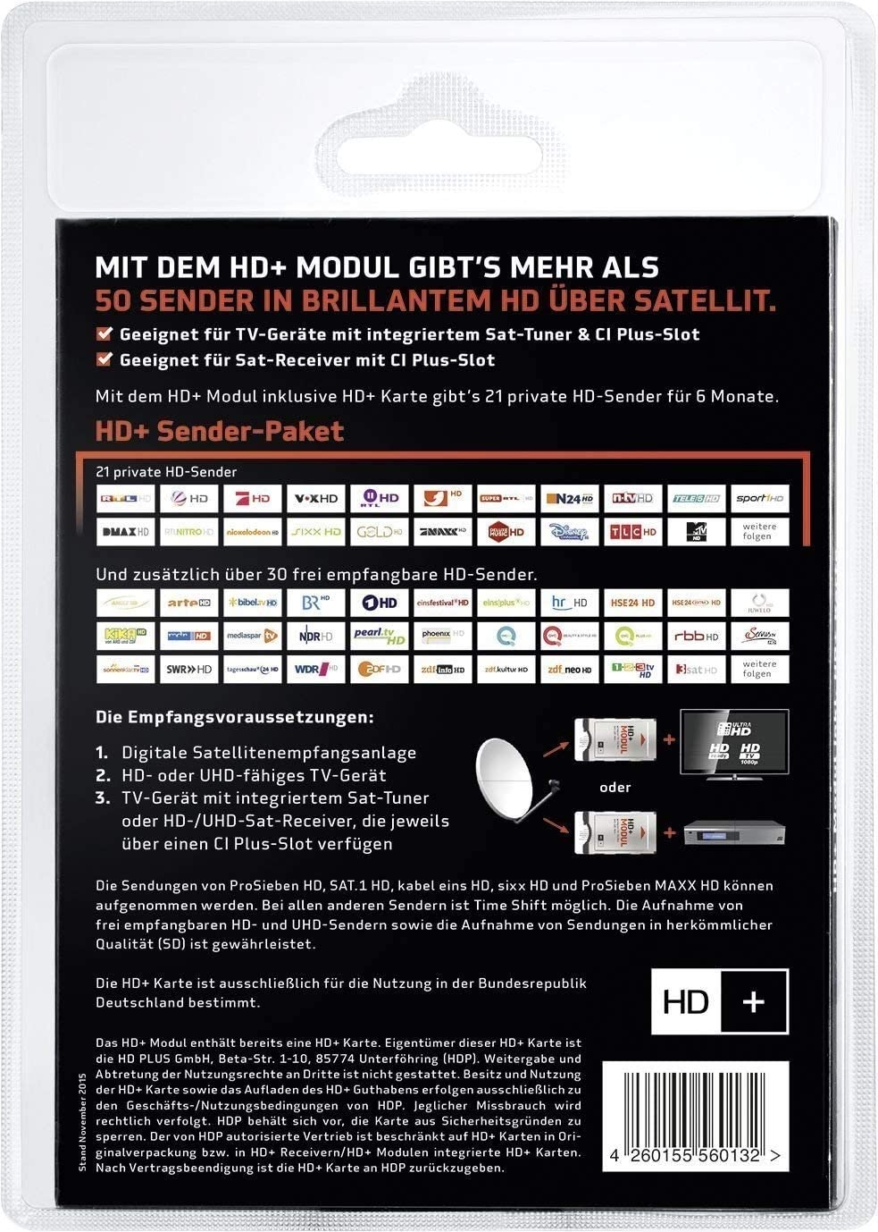 HD PLUS CI+ Modul für 12 Monate (inkl. HD+ Karte, geeignet für HD und UHD, für Satellitenempfang)